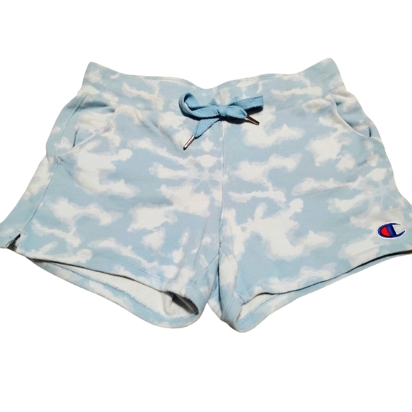 Champion | Woman's Blue Tie-Dye Sky Lazy Drawstring Shorts | Size Small - Picture 9 of 9